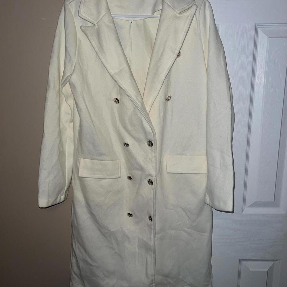 Cream double-breasted coat